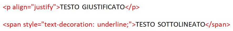 giustificato e sottolineato