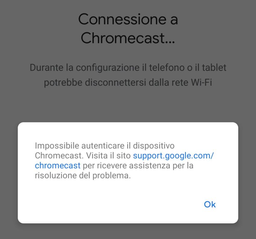 chromecast non funziona